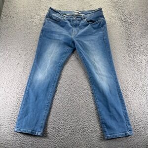 Goodthreads Jeans Mens 35x28 Blue Cotton Denim Skinny Leg Stretch Faded Workwear
